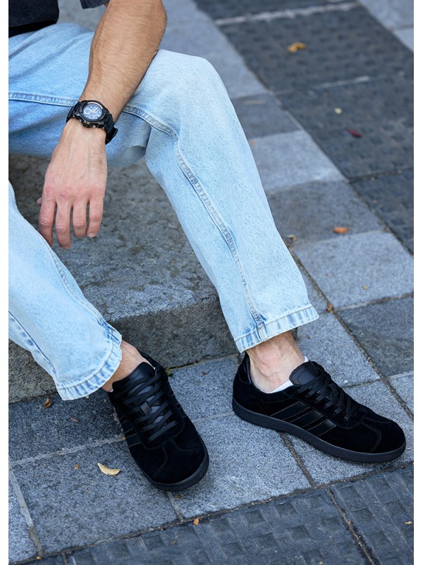 Чоловічі кеди з натуральної замші чорного кольору 35549