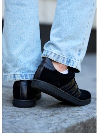 Чоловічі кеди з натуральної замші чорного кольору 35549