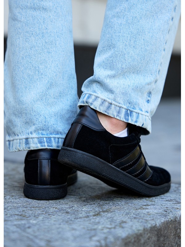 Чоловічі кеди з натуральної замші чорного кольору 35549