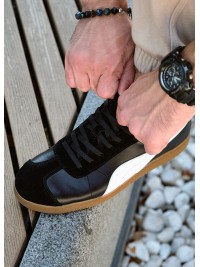 Кеди чоловічі з натуральної шкіри чорного кольору 35551