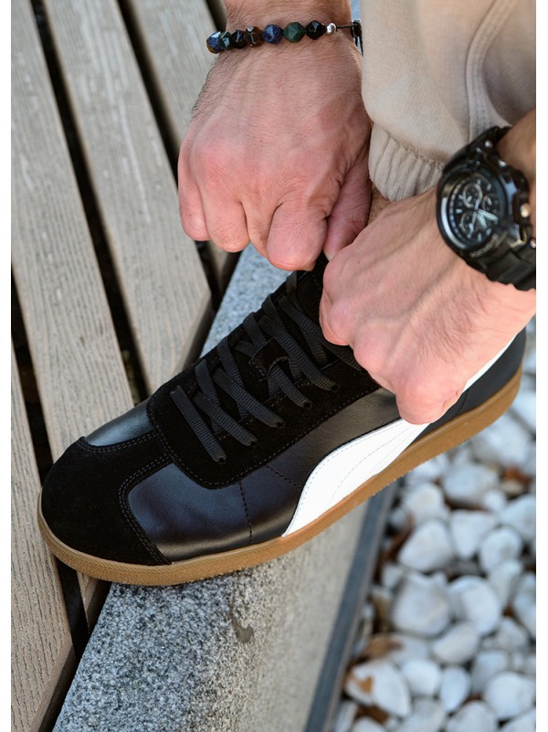 Кеди чоловічі з натуральної шкіри чорного кольору 35551