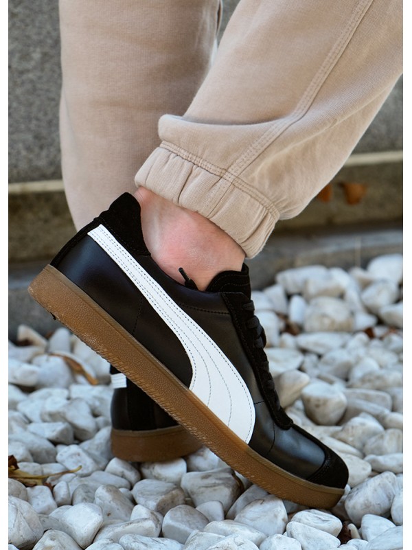 Кеди чоловічі з натуральної шкіри чорного кольору 35551