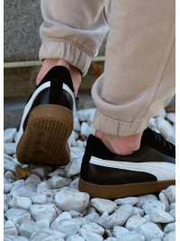 Кеди чоловічі з натуральної шкіри чорного кольору 35551