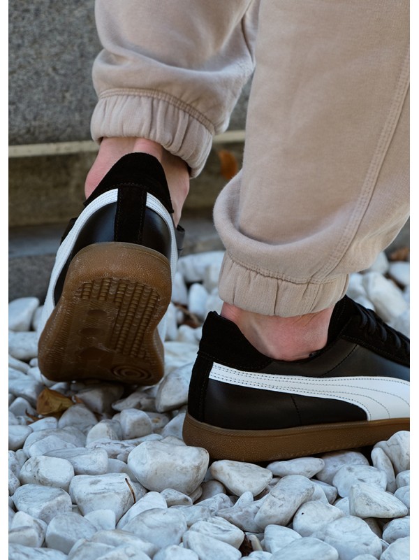 Кеди чоловічі з натуральної шкіри чорного кольору 35551