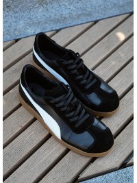 Кеди чоловічі з натуральної шкіри чорного кольору 35551