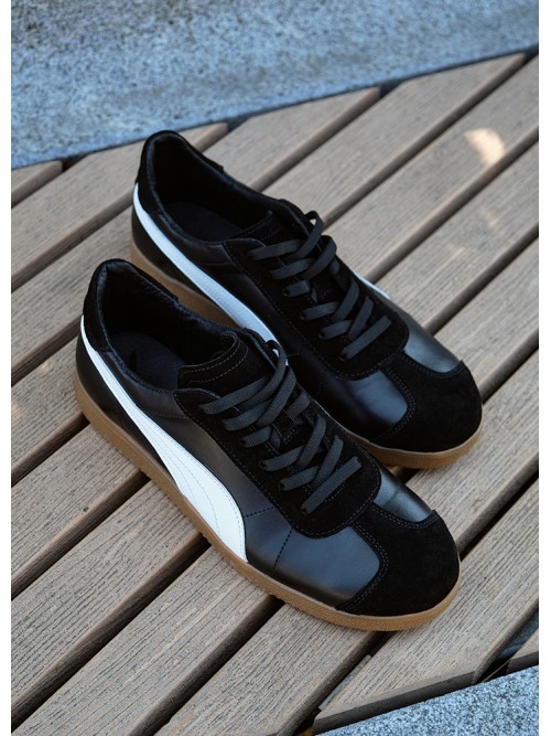 Кеди чоловічі з натуральної шкіри чорного кольору 35551