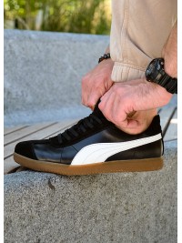 Кеди чоловічі з натуральної шкіри чорного кольору 35551