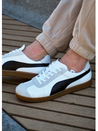 Кеди чоловічі з натуральної шкіри + замша білого кольору 35552