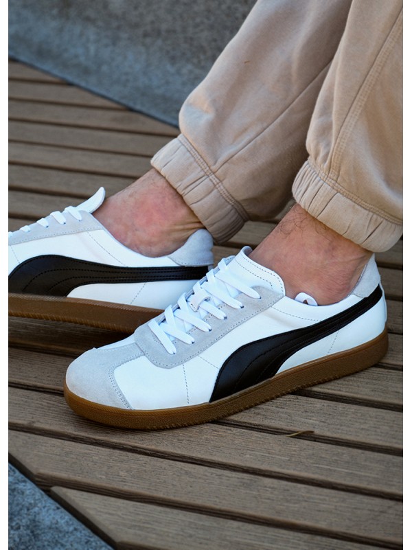 Кеди чоловічі з натуральної шкіри + замша білого кольору 35552