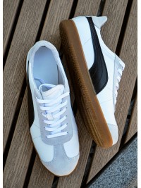 Кеди чоловічі з натуральної шкіри + замша білого кольору 35552