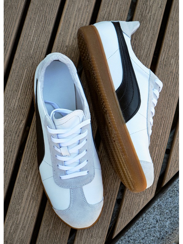 Кеди чоловічі з натуральної шкіри + замша білого кольору 35552