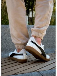 Кеди чоловічі з натуральної шкіри + замша білого кольору 35552