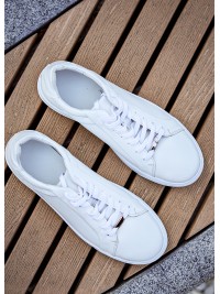 Базові кеди чоловічі з натуральної шкіри білого кольору 35553