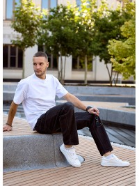 Базові кеди чоловічі з натуральної шкіри білого кольору 35553