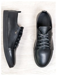 Базові кеди чоловічі з натуральної шкіри чорного кольору 35554