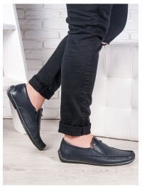 Чоловічі мокасини з натуральної шкіри чорного кольору 35556