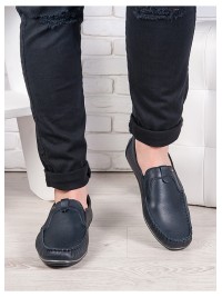 Чоловічі мокасини з натуральної шкіри чорного кольору 35556