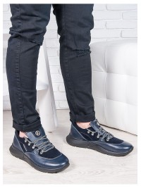 Чоловічі кросівки з натуральної шкіри + замша синього кольору 35561