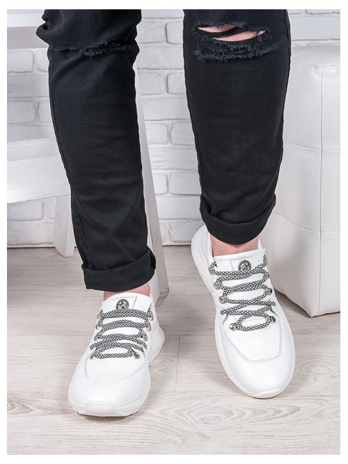 Чоловічі кросівки з натуральної шкіри білого кольору 35562