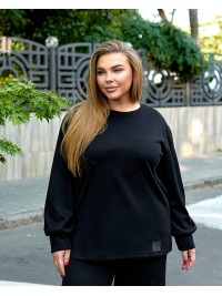 Жіночий прогулянковий костюм з теплого трикотажу чорного кольору 35573