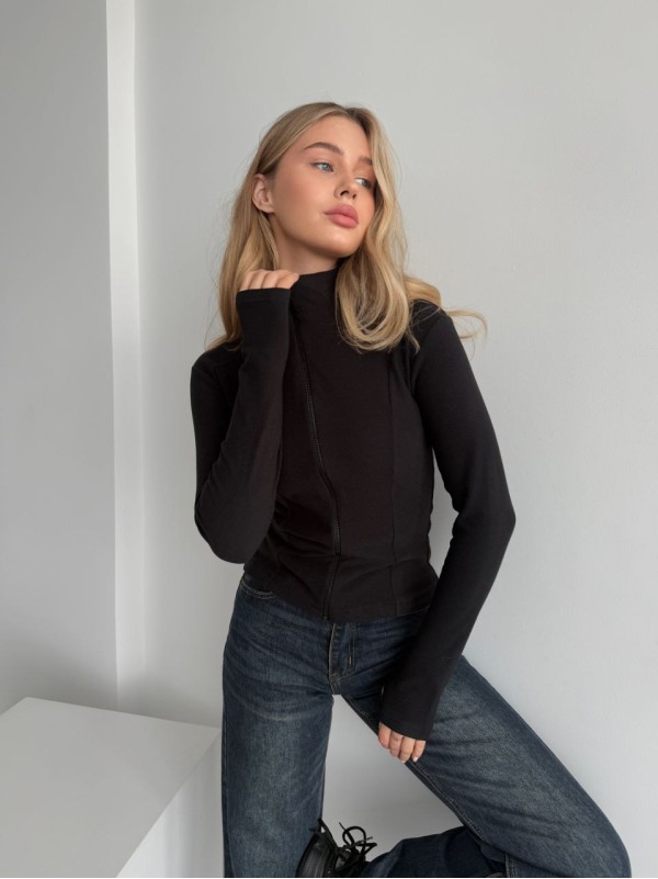 Жіноча тепла кофта на змiцi чорного кольору 35587