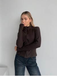 Жіноча тепла кофта на змiцi коричневого кольору 35589