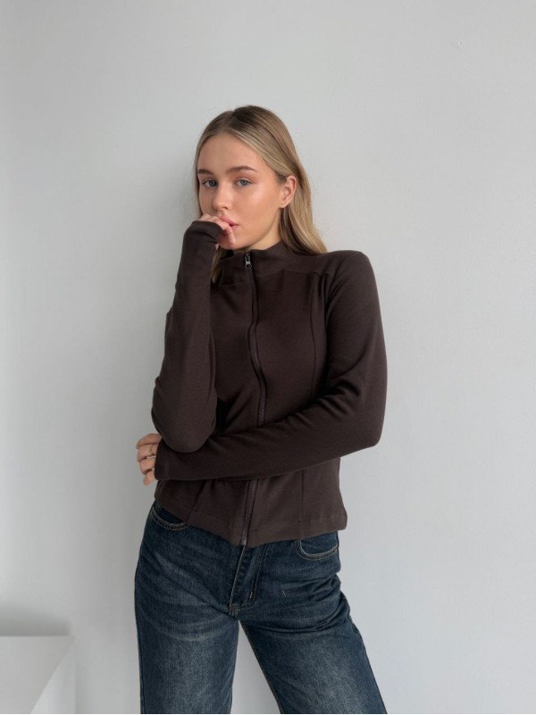 Жіноча тепла кофта на змiцi коричневого кольору 35589