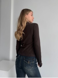 Жіноча тепла кофта на змiцi коричневого кольору 35589