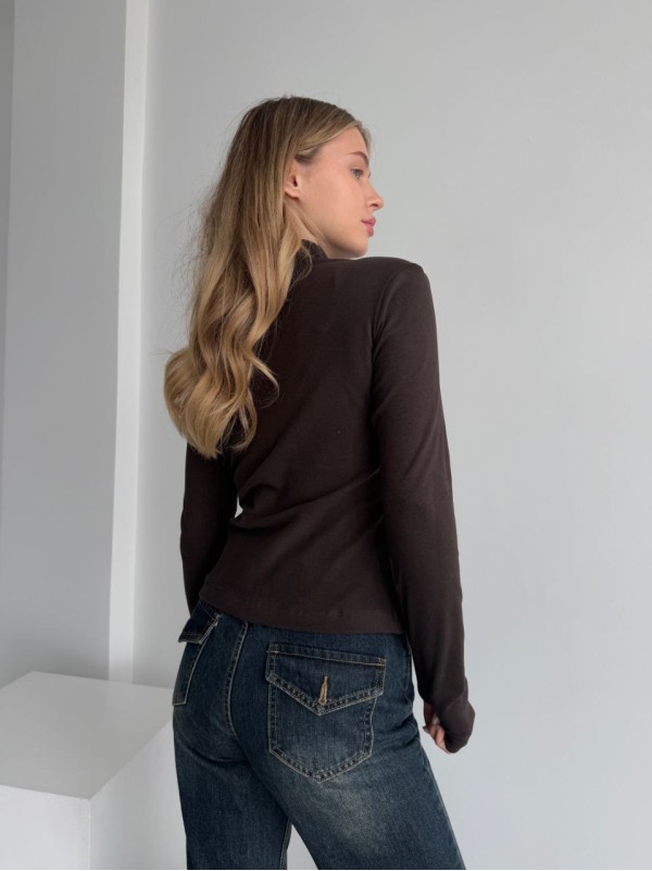 Жіноча тепла кофта на змiцi коричневого кольору 35589