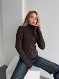 Жіноча тепла кофта на змiцi коричневого кольору 35589