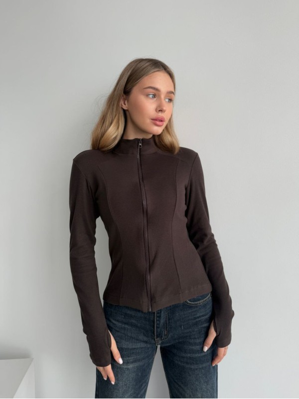 Жіноча тепла кофта на змiцi коричневого кольору 35589