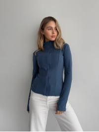 Жіноча тепла кофта на змiцi синього кольору 35590