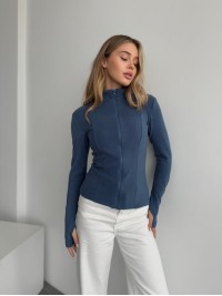 Жіноча тепла кофта на змiцi синього кольору 35590