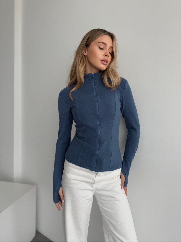 Жіноча тепла кофта на змiцi синього кольору 35590