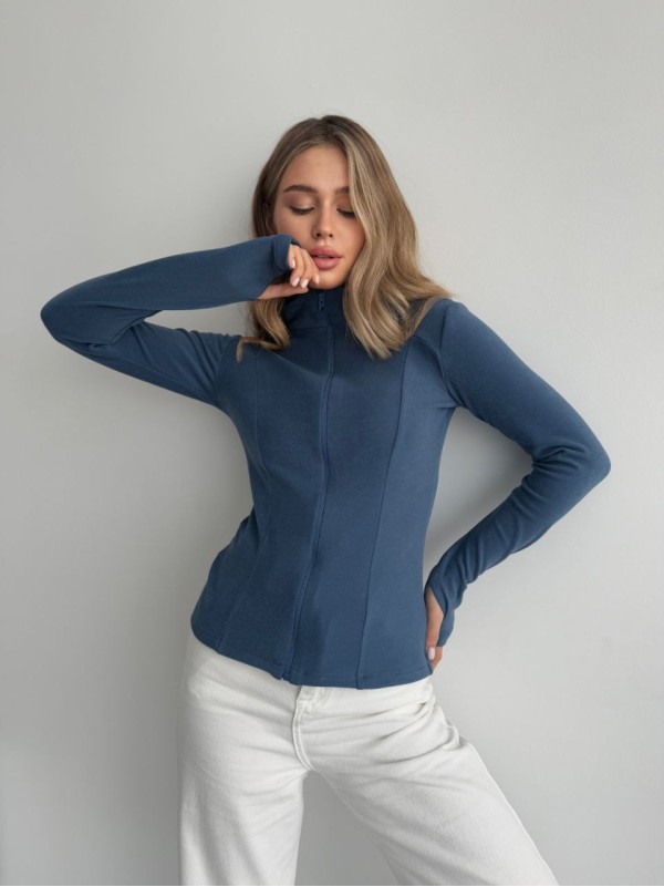 Жіноча тепла кофта на змiцi синього кольору 35590