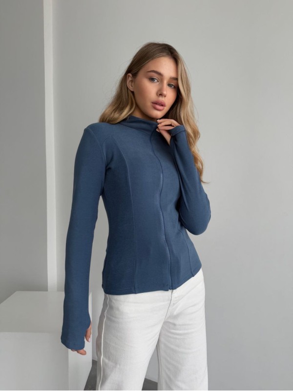 Жіноча тепла кофта на змiцi синього кольору 35590