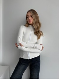 Жіноча тепла кофта на змiцi молочного кольору 35591