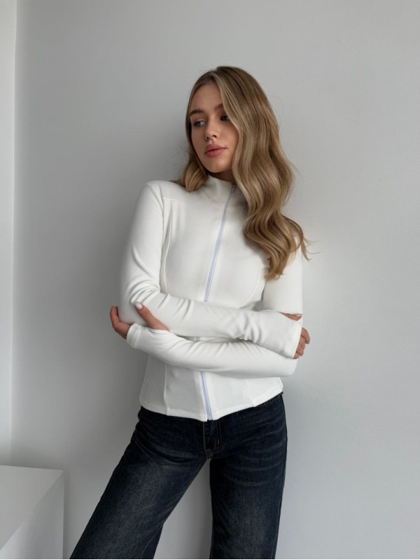 Жіноча тепла кофта на змiцi молочного кольору 35591