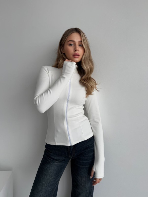 Жіноча тепла кофта на змiцi молочного кольору 35591