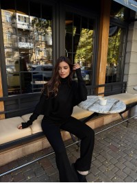 Базовий жiночий костюм з ангори чорного кольору 35594