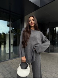 Базовий жiночий костюм 2-ка графiтового кольору 35603