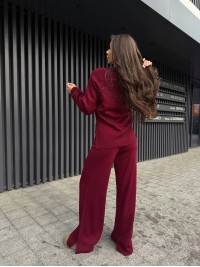 Базовий жiночий костюм 2-ка бордового кольору 35604