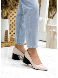 Базові жіночі туфлі з натуральної шкіри пудрового кольору 35608