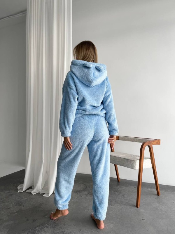 Жіночий махровий домашній костюм блакитного кольору 35615