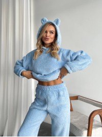 Жіночий махровий домашній костюм блакитного кольору 35615