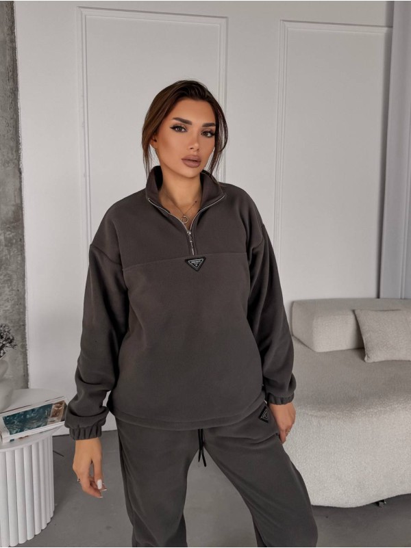 Жіночий костюм флісовий графiтового кольору 35617