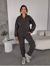 Жіночий костюм флісовий графiтового кольору 35617