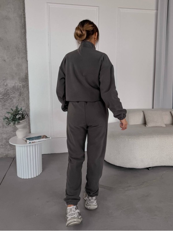 Жіночий костюм флісовий графiтового кольору 35617