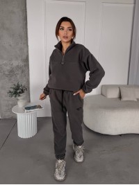 Жіночий костюм флісовий графiтового кольору 35617
