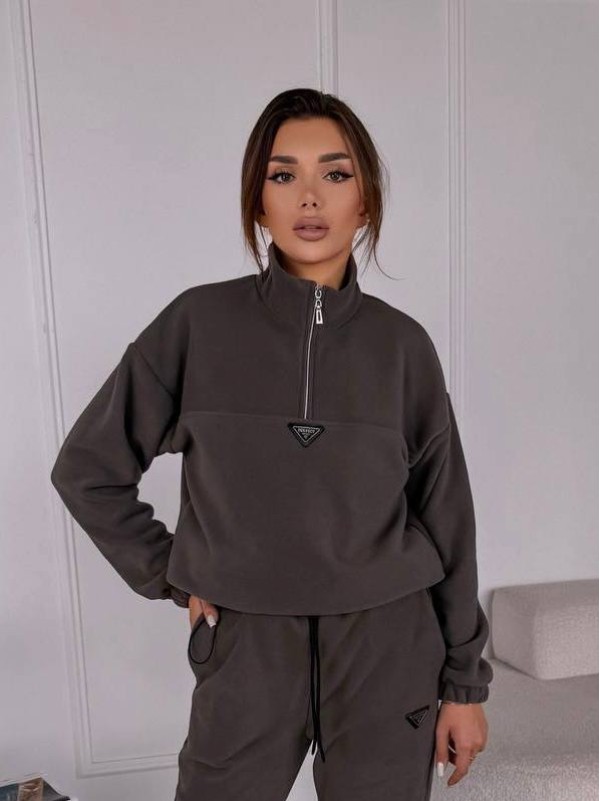 Жіночий костюм флісовий графiтового кольору 35617